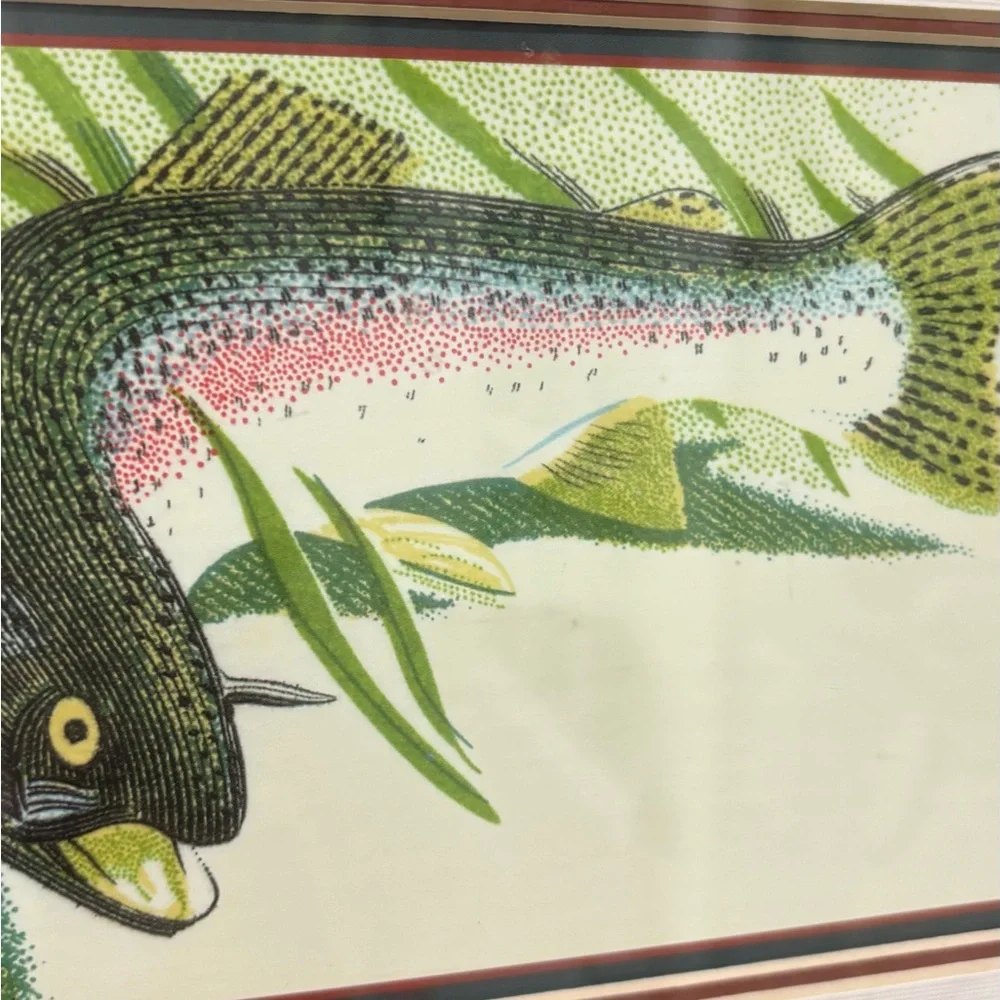 Framed Fish Art Print in Green and Black Grandpa Core